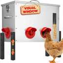 Chicken Feeder Metal 40lb,Automatic Chicken Feeder with Viewing Window,No Waste Height Adjustable Large Capacity Poultry Equipment,Rat Proof,Rodent Proof,Weatherproof Silo,Outdoor Chicken coop