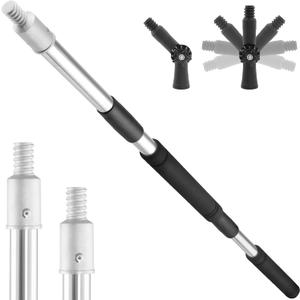 Paint Roller Extension Pole with Swivel,2Ft to11Ft Multi-Purpose Splice Extension Pole Long Handle with 180 Degree Swivel Head Window Squeegee Gutter Cleaning Tools Soft Sponge Handle (Black)
