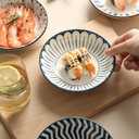 10 oz Ceramic Dessert Bowls Set of 4 Japanese 6 Inch Serving Dishes Shallow Bowls for Side Dishes,Appetizer,Sushi,Salad,Snacks,Fruit,Icecream,Microwave Dishwasher Safe(Navy Blue)