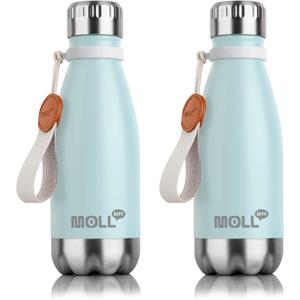 Kids Water Bottle-9 oz Stainless Steel Vacuum Insulated Small Water Bottle for Kids,Cola Shape Sports Water Flask Leak Proof (Baby Blue)