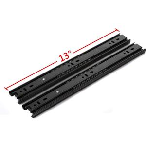 Drawer Slides, 13 Inch Full Extension 3 Section Ball Bearing Side Mounted Drawer Slider for Cabinet Kitchen Furniture 2 Pack (13 Inch, Black)