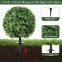 Artificial Topiary Bushes for Outdoors with Spike, Boxwood Ball Fake Shrubs UV Resistant Faux Plants for Indoor Outdoor Fall Thanksgiving Halloween Decor (Artificial Topiary Boxwood Ball Tree)