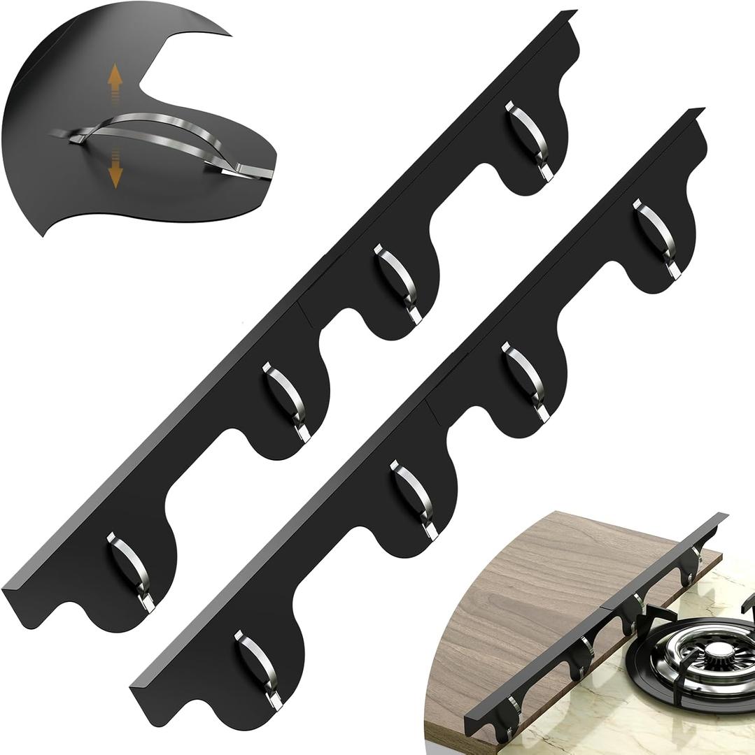 Stove Gap Covers - 304 Stainless Steel Oven Side Gap Filler, 2 Pack Stove Gap Filler Retractable Length 13.8" to 27.5", Spring Clip Design Fitting Gap Strong Guard Between Stove Top & Counter - Black