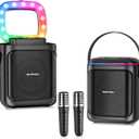 SUPNIU Karaoke Machine for Adults Kids, Portable Bluetooth Karokee Speaker with 2 Wireless Microphones, 24H Playtime & TWS Pairing, LED Lights, Birthday Gifts for Girls Boys Home Party