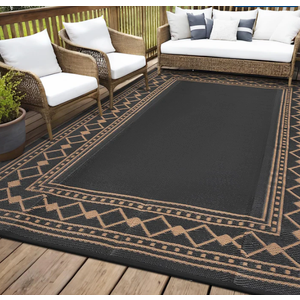 Garvee Outdoor Rug 9x12 ft Waterproof Reversible Patio Mat Plastic Straw Rug for RV Camping Deck Balcony