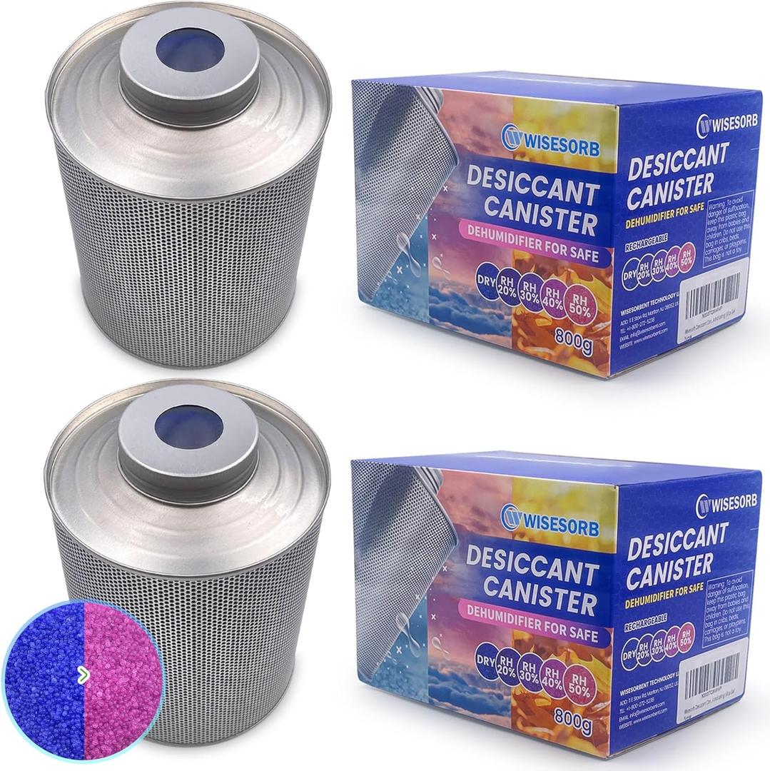 800 Gram Gun Safe Dehumidifier, 2 Pack of 1.77 LBS Rechargeable Dehumidifier Blue to Pink Silica Gel Desiccant Moisture Absorbers, Dehumidifiers for Room, Bedroom, Safe, Closet, Bathroom, Car