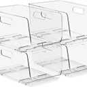 Sorbus Stackable Storage Bins Open Front - Pantry Bins for Storage and Organization for Kitchen - Clear Pantry Organizer Bins (Medium 4 Pack)