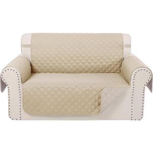 Reversible Loveseat Sofa Covers Couch Cover Furniture Protector(Loveseat Small,Sand/Beige)