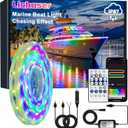 Lichaser Boat LED Strip Light RGB+IC, Marine LED Light Strip for Pontoon with Remote, Segment App Control Boat Light Waterproof 12V, Cool Stuff for Jon Boat, Bass Boat, Camper, RV (16.5ft)