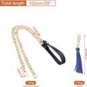 PATIKIL Purse Chain Strap, 39 Inch Leather Chain Straps Purse Strap Replacement Flat Chain Strap with Tassel for Crossbody Bag Handbag Woman, Blue/Gold