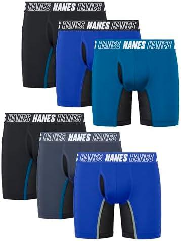 Hanes Moves Underwear, Anti-Chafe Boxer Briefs for Boys, 6-Pack size M