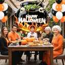 Halloween Witches Cauldron Party Decorations Happy Halloween Photo Booth Props Cauldron Skeleton Photo Banner Photography Background for Kids Adults Trick or Treat Haunted House Party