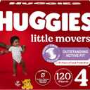 Huggies Size 4 Diapers, Little Movers Baby Diapers, Size 4 (22-37 lbs), 120 Count