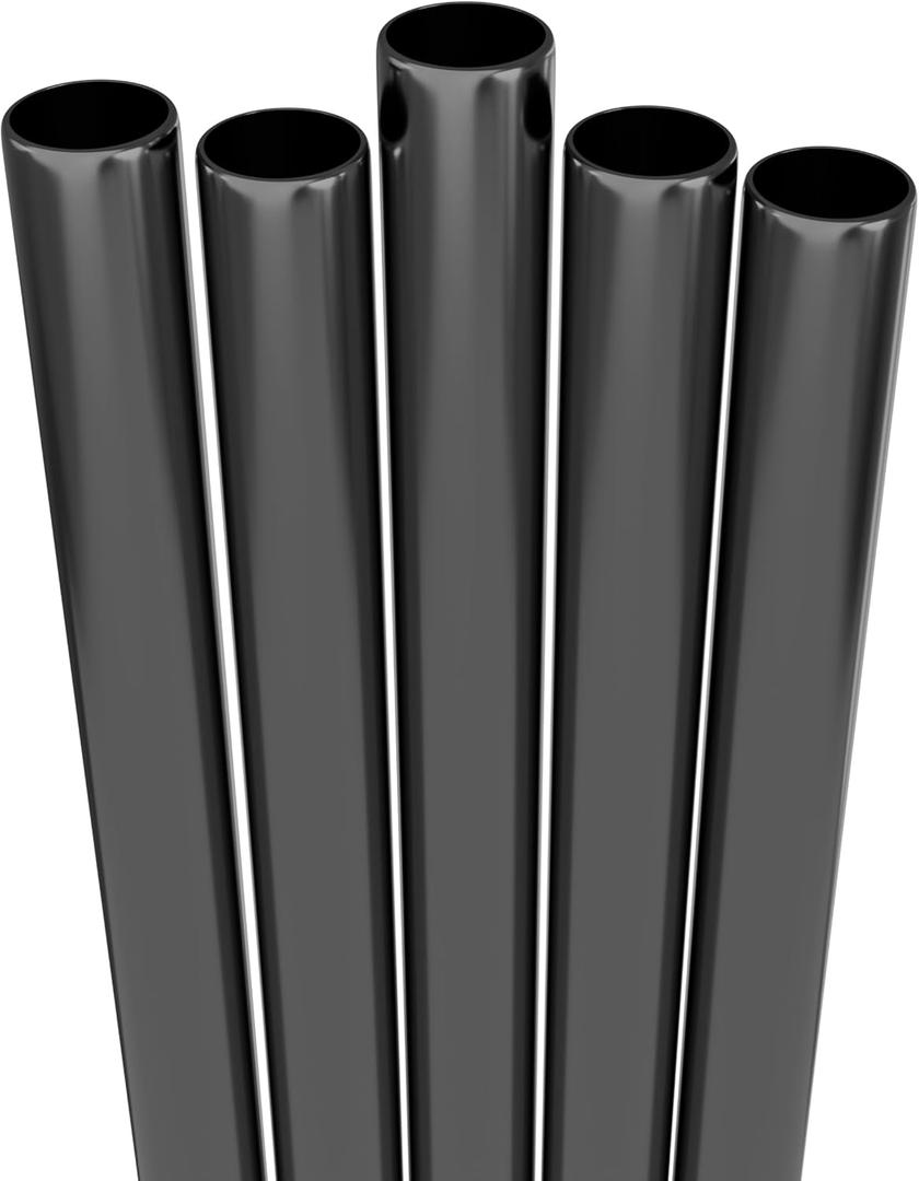 Fiesta First 5 Super Extra Wide Boba Straws Black Stainless Steel. 10.23" Long Metal Straws Reusable Fat Thick Large Jumbo for Smoothies, Bubble Tea. Dishwasher Safe Hard Drinking Straws