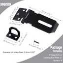 5 x 3 Inch Heavy Duty Door Locks Hasp Latch, Stainless Steel Security Packlock Clasp Hasp Lock Latch for Fence Gate, Gate, Shed Closet Cabinet, Black, 1 Pack