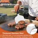Heavy Duty Griddle Scraper, 5.3" Wide, Sharp Stainless Steel Scraper with Full Tang Silicone Handle, Great BBQ Cleaning Tool for Flat Top Grill & Griddle Cleaning Accessories (1 Pack, Large)