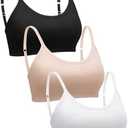 Blulu 3 Pieces Mini Camisole Bra Wireless Padded Bra with Adjustable Straps for Women Girls M