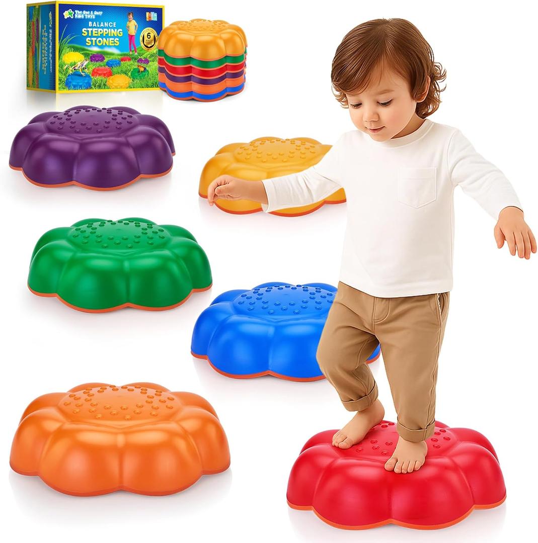 Stepping Stones for Kids - 6Pcs Non-Slip Balance Stepping Stones, Promote Toddler Gross Motor Skills & Coordination, Obstacle Course Toys for Indoor & Outdoor Play, Ideal Gifts for Toddlers