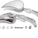 Chrome Custom Flame Tear Drop Motorcycle Mirrors for Harley Davidson Sportster Street Fatboy Softail-Pair