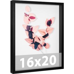 Califortree Large 16x20 Shadow Box Frame with Soft Linen Back - Memory Display Case, Shatterproof Plexiglass, 12 Push Pins Included, Black