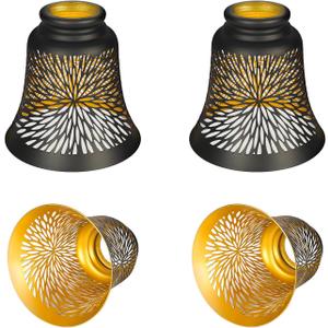 Ceiling Fan Replacement Globes, 3 Pack Chrysanthemum Pattern Fixture Replacement Globes Shades with 1-5/8" Fitter, ALUCSET 4.5" Height and 4-3/4" Diameter, Metal Cover for Pendant Lamp Wall Lamp