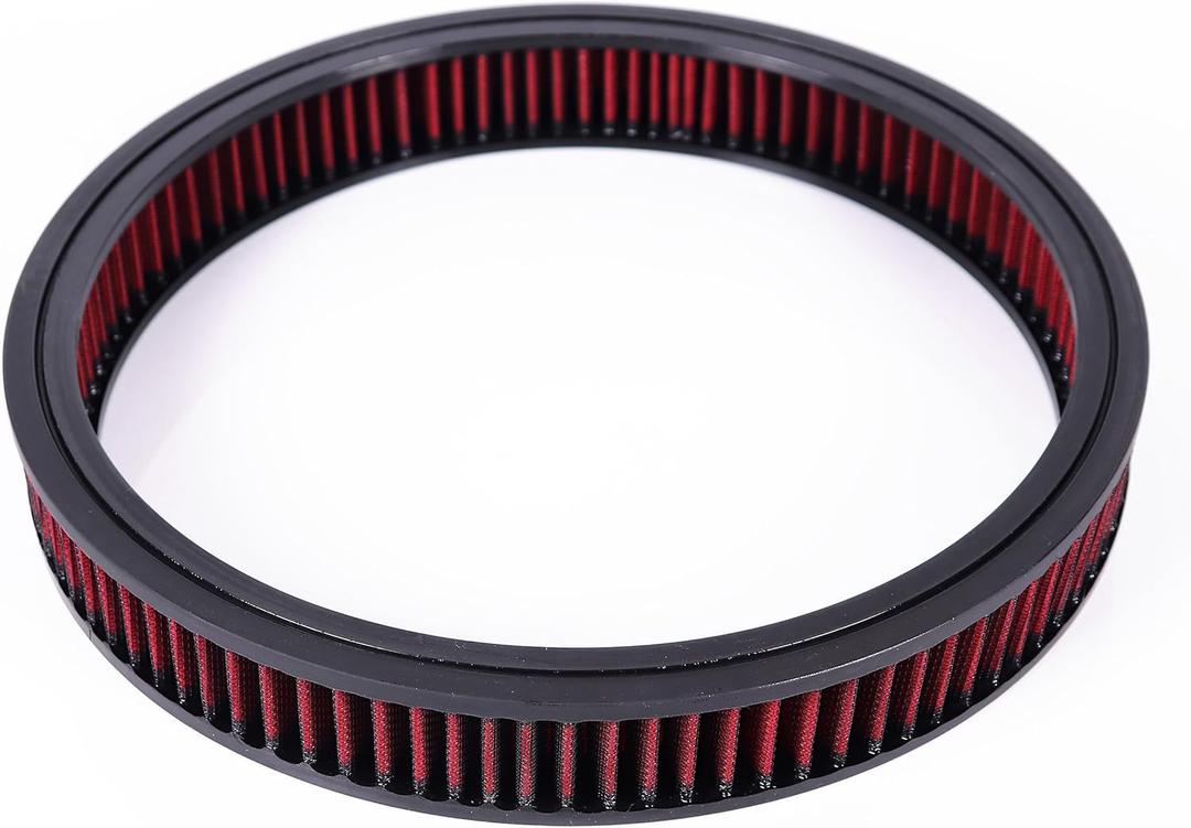 14"x2"Air Cleaner Air Filter Element Round Replacement Washable Reusable Compatible with Chevrolet Buick Ford GMC Mopar Oldsmobile Pontiac Cotton Fiber High Flow (Red)