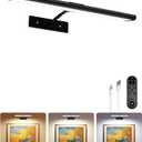 EZVALO Picture Light for Wall, 13'' Black Rechargeable 4800mAh Battery Lights Wireless with IR Remote, Magnetic LED Art Painting Light with 3 Color Temperatures, Display for Gallery, Living Room