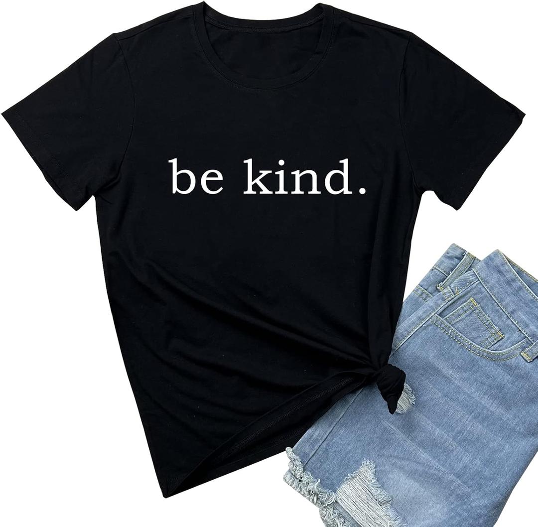 BLACKMYTH Women Be Kind Cute Graphic T-Shirt Funny Tops (XX-Large)