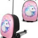ALVOD 2-in-1 Scooter Suitcase, Foldable & Lightweight Scooter Luggage for Kids with LED Light Wheel, 11.8*13.2*20.7 inches