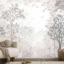 Toolhom Beige Forest Wallpaper Woodland Wall Mural 127"x77"