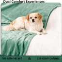 Waterproof Blanket for Bed King Size, Leak Proof Dog Couch Blankets Reversible, Pet Throw Sofa Furniture Protector Machine Washable-82 x108,Green+Cream