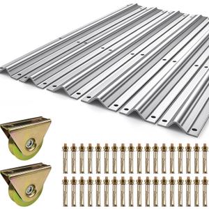 36 ft Sliding Gate V Track Kit 3mm Thick Galvanized Inverted V Rail with 2 Pack 3" V-Groove Wheels, 6 x 6ft Sections Heavy Duty Driveway Gate Track System