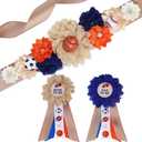 Cheerupp Sport Baby Shower Maternity Sash Kit - Soccer Basketball Baseball Belly Belt and Mom to Be & Dad to Be Corsage Pins, New Parents Pregnancy Photo Props Party Supplies, Brown