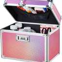 Adazzo Medicine Lock Box with 3-Digit Combination Lock  Pink Lockable Storage Box for Medication, Small Lock Box for Valuables, 10"x7"x9" Locking Medicine Box for Home Travel Dorm