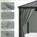 Gazebo Curtains Outdoor Waterproof with Zipper, 4-Panel, Grey, 120"W x 120"L
