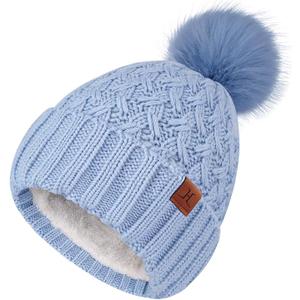 FZ FANTASTIC ZONE Winter Beanie Hats for Women with Fleece Lined Knitted Warm Womens Pom Pom Hat Chunky Cable Skull Cap Gifts