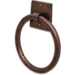Monarch Abode Bathroom Towel Holder  7-Inch Round Antique Copper Bathroom Hand Towel Holder for Bathrooms Wall, Metal Hand Hammered Towels Ring Wall Mount, Traditional Surface-Mounted Ring Hanger