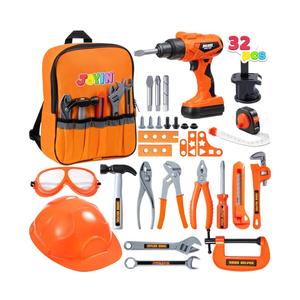 JOYIN 32PCS Kids Tool Set, Toddler Tool Toys with Construction Backpack Costume & Electronic Toy Drill for Boy Girl Easter Basket Stuffers Birthday Gift for Toddler Boys Age 3 4 5 6