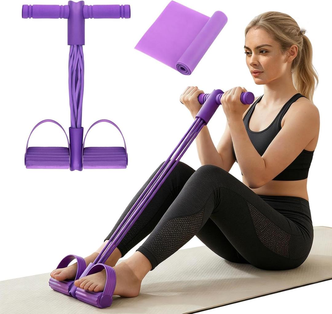 Pedal Resistance Band with Handle, 6-Tube Multifunction Pedal Resistance Band with 1 Stretch-Band, Foot-Pedal-Resistance-Band for Abdomen, Waist, Arm, Leg