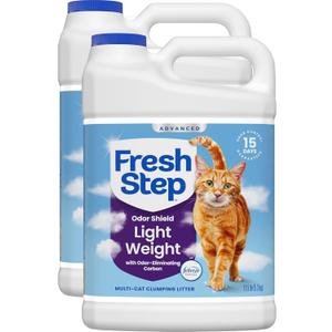 Fresh Step Odor Shield Light Weight Advanced Multi Cat Clumping Litter with Febreze Freshness, 11.5 lb, Pack of 2