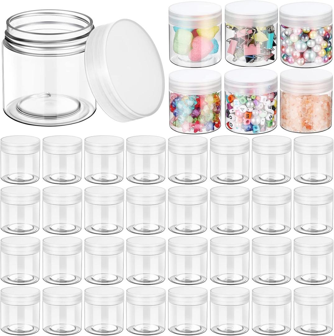 eBoot 150 Piece 2 Oz Plastic Container Jars with Lids Round Clear Cosmetic Empty Clear Plastic Jars for Lotion, Cream, Makeup, Eye Shadow, Rhinestone, Samples, Pot, Travel Storage(2 Oz)