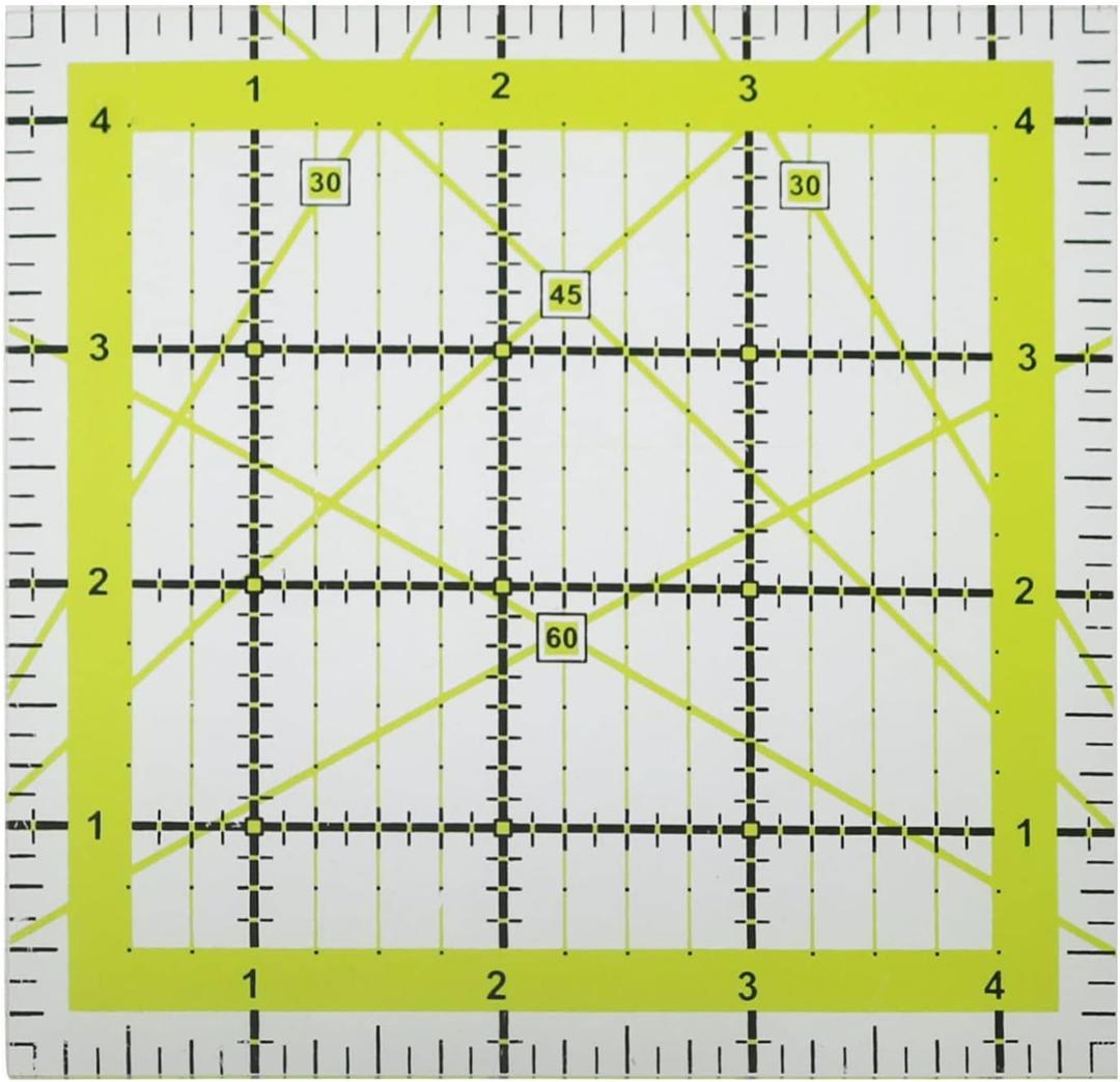 XGNG 4.5 x 4.5Inch Quilting Ruler Square Non-Slip Acrylic Quilting Rulerfor Quilting, Sewing and DIY Crafts Fabric Cutting Ruler