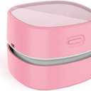 ODISTAR Desktop Vacuum Cleaner,Mini Table dust Sweeper Energy Saving,High Endurance up to 400 mins,Cordless&360 Rotatable Design for Cleaning Hairs,Crumbs,Computer Keyboard (Pink Charging)
