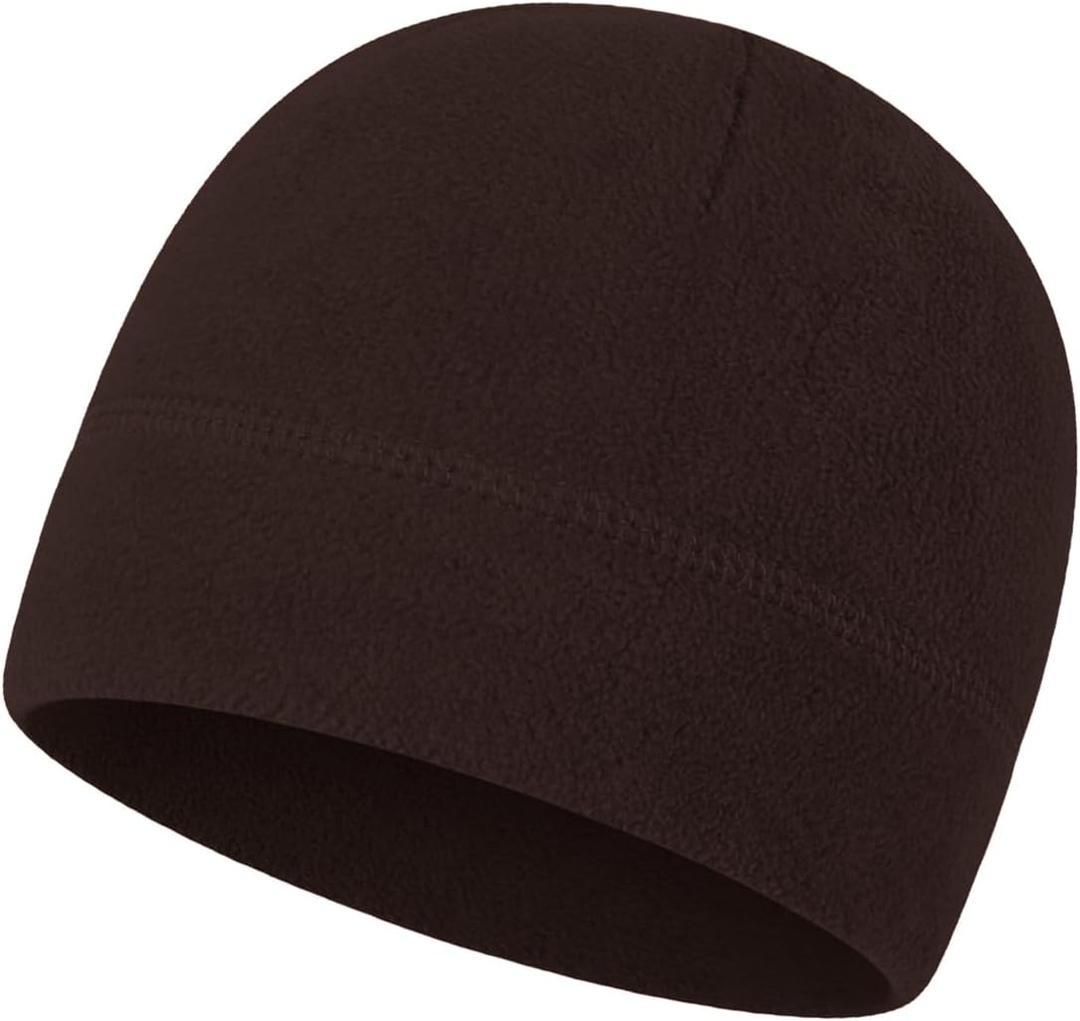 Warm Fleece Beanie Soft Skull Cap Lightweight Watch Caps Winter Hat for Men and Women (Brown)