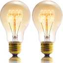 A19 40 Watt Incandescent Light Bulbs,A60 Vintage Style Edison Bulbs E26,Soft Yellow Light Bulbs,Amber Bulbs,Retro Light Bulb Old Fashioned,Dimmable Edison Bulb Squirrel Cage, 2 Pack