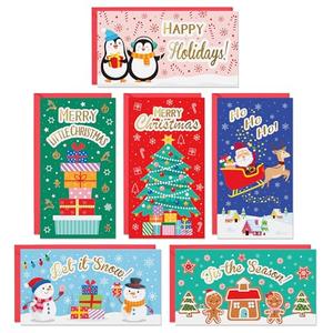 Sweetzer & Orange Christmas Money Cards with Envelopes for Small Kids. 24 Christmas decor sheets for children, 300gsm Greeting notes With (120gsm) Envelopes. Xmas Gift Card Holder.