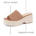 Erocalli Platform Sandals Women Raffia Espadrille Wedges Summer Beach Shoes | Woven Raffia Platform Wedge Sandals with Open Toe, Espadrille Sole and Slip-On Design for Effortless Summer Style (Black)