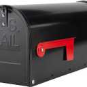 RAINHOL Black Metal Mailboxes for Outside Post Mount, Standard Mail Box, Galvanized Steel Heavy Duty Mailbox, Medium Capacity, 19 x 8.7 x 6.7 inches