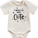 Newborn Baby Bodysuit Infant Short Sleeve Funny Letters Print Romper Reveal Pregnancy Announcement Clothes