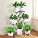 DiiKoo Heavy Duty Metal Plant Stand, Indoor Outdoor Plant Shelf & Rack - 3 Tiers 7 Pots, Plant Holder for Plants/Flowers/Planters, for Living Room Home Corner Patio & Garden